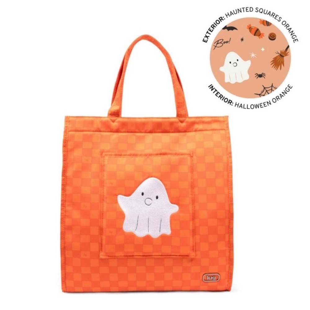 NWT Lug Halloween RUNNER TOTE BAG Haunted Squares Orange Checkered Ghost